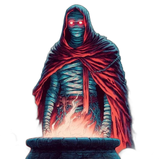 jacket, mask, creature, staff transparent PNG cut-out