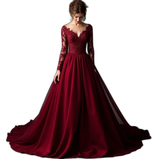 dress, photorealistic, red, dark transparent PNG cut-out