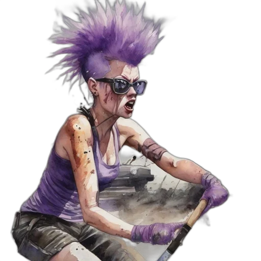 hair, staff, cyberpunk, concept art transparent PNG cut-out