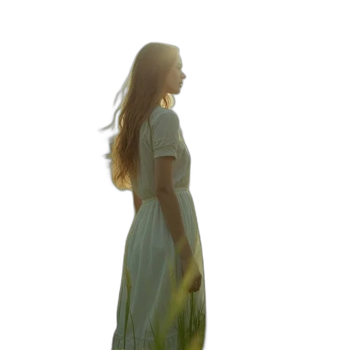 dress, hair, staff, face transparent PNG cut-out