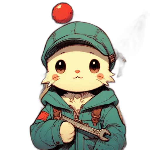 staff, weapon, hat, jacket transparent PNG cut-out