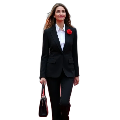 jacket, staff, red, woman transparent PNG cut-out