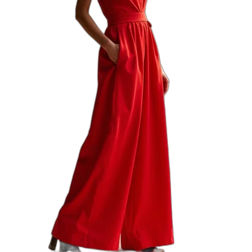 dress, red, high, waisted transparent PNG cut-out