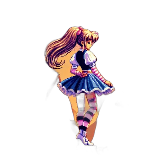 dress, hair, jacket, pixel art transparent PNG cut-out