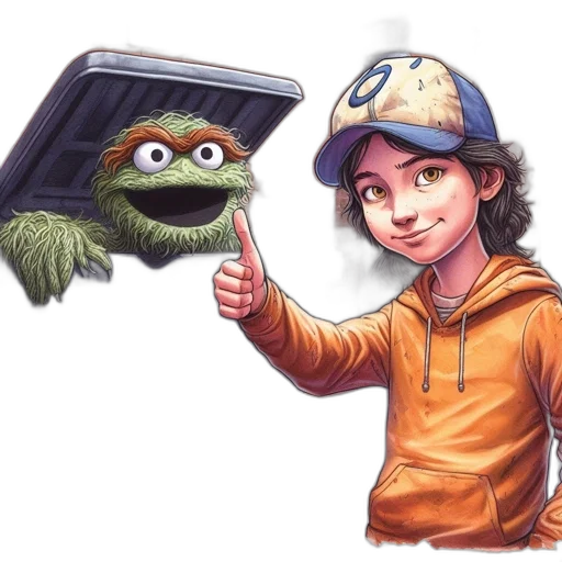 hat, staff, face, creature transparent PNG cut-out