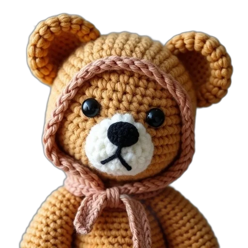 3d render, photorealistic, crocheted, teddy transparent PNG cut-out