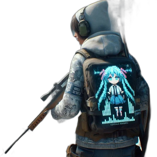 jacket, weapon, robot, staff transparent PNG cut-out