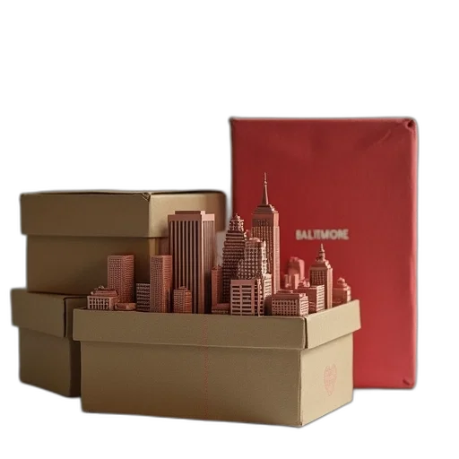 3d render, concept art, red, boxes transparent PNG cut-out