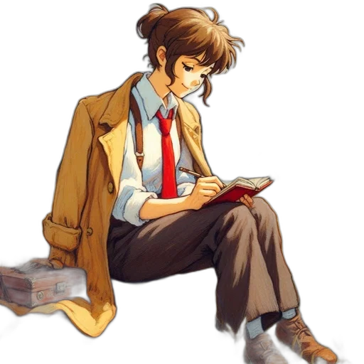 jacket, staff, concept art, watercolor transparent PNG cut-out