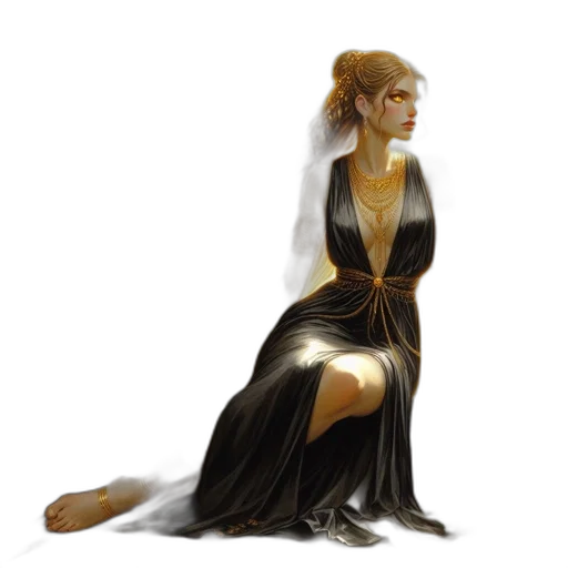 dress, jewelry, staff, concept art transparent PNG cut-out