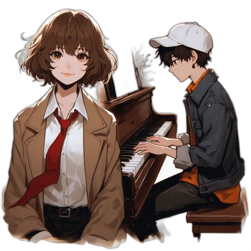 jacket, anime, pixel art, concept art transparent PNG cut-out