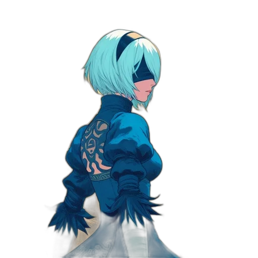 jacket, dress, staff, creature transparent PNG cut-out