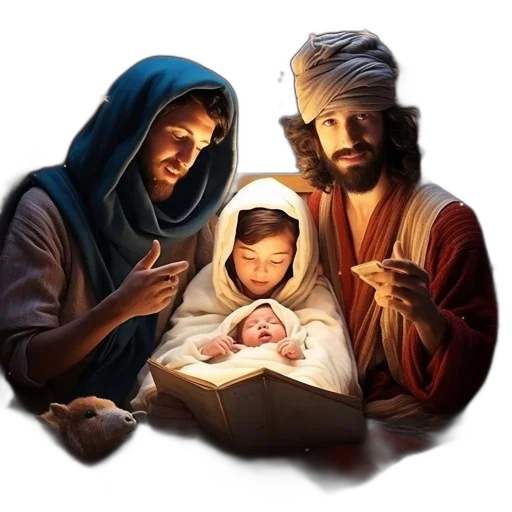 photorealistic, 3d render, nativity, scene transparent PNG cut-out