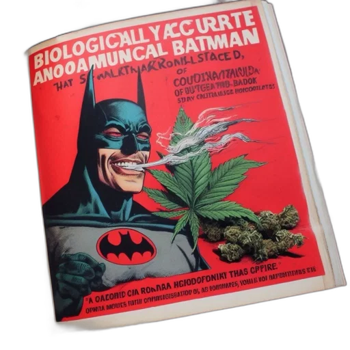 comic book art, illustration, batman, smoking transparent PNG cut-out