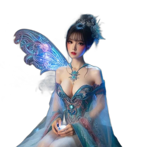 dress, dragon, jewelry, staff transparent PNG cut-out