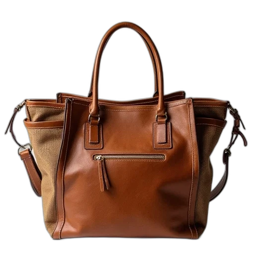 earth tones, leather, handbag, made transparent PNG cut-out