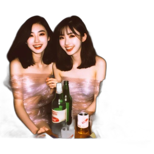 bottle, dress, umbrella, oil painting transparent PNG cut-out
