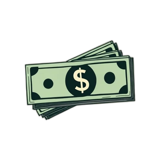 3d render, one, dollar, bill transparent PNG cut-out