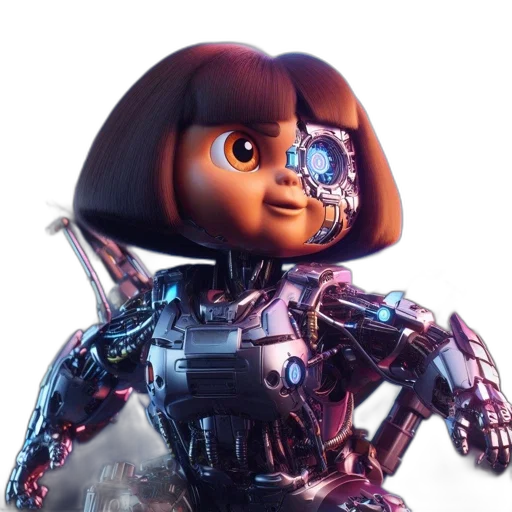 robot, face, concept art, 3d render transparent PNG cut-out