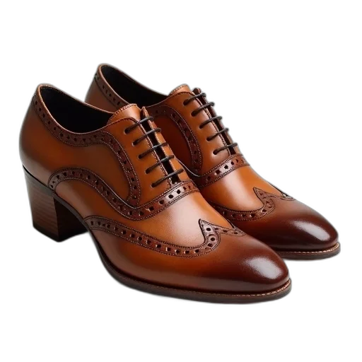 shoes, photorealistic, pair, brown transparent PNG cut-out
