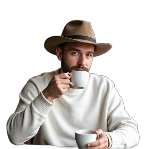 hat, staff, jacket, face transparent PNG cut-out