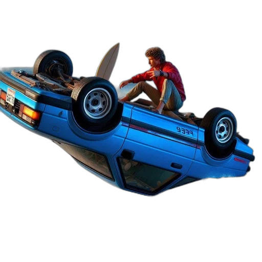 car, 3d render, concept art, vaporwave transparent PNG cut-out