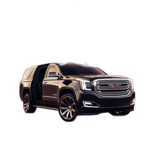 car, 3d render, sleek, black transparent PNG cut-out