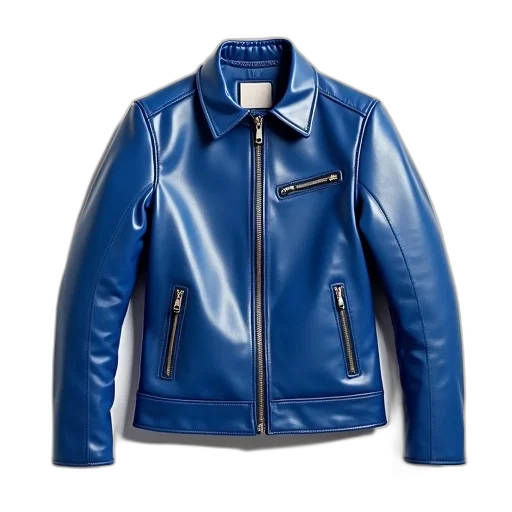 jacket, blue, leather, shiny transparent PNG cut-out