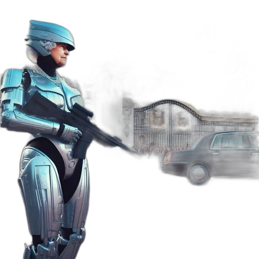 robot, weapon, concept art, 3d render transparent PNG cut-out