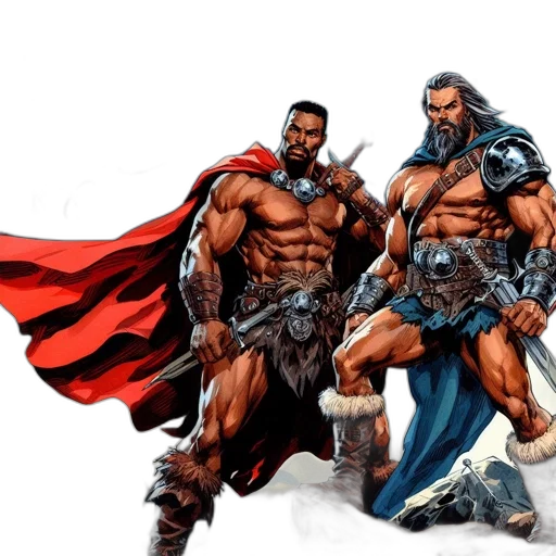 comic book art, concept art, fantasy art, two transparent PNG cut-out