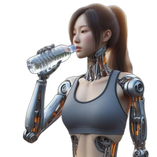 robot, cyberpunk, concept art, 3d render transparent PNG cut-out