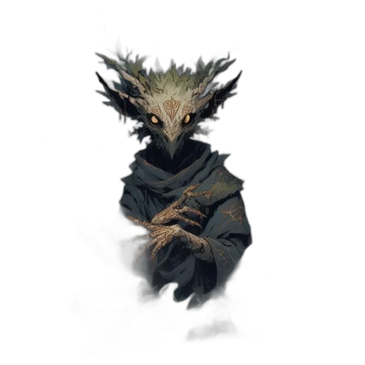 dragon, creature, mask, staff transparent PNG cut-out