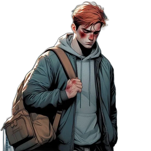 jacket, comic book art, concept art, earth tones transparent PNG cut-out