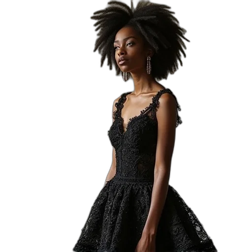 dress, hair, dark, person transparent PNG cut-out