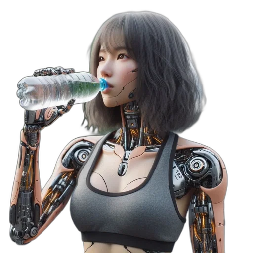 robot, cyberpunk, concept art, 3d render transparent PNG cut-out