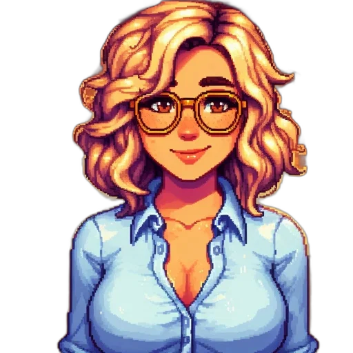 staff, face, pixel art, cartoon transparent PNG cut-out