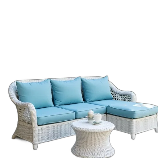 furniture, 3d render, photorealistic, blue transparent PNG cut-out