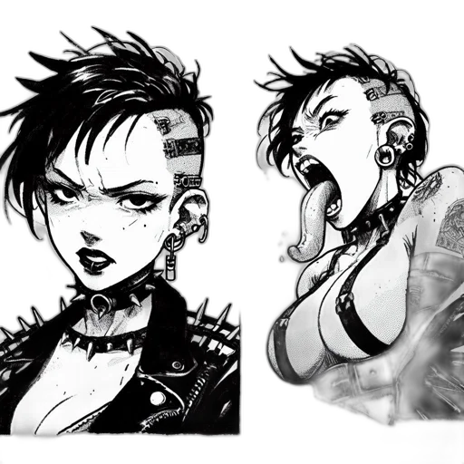 face, comic book art, cyberpunk, concept art transparent PNG cut-out