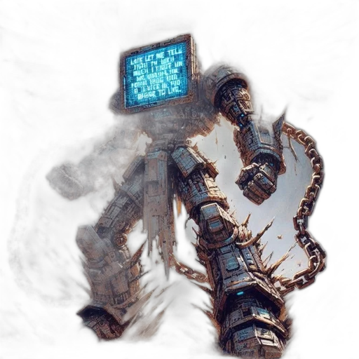 robot, creature, weapon, staff transparent PNG cut-out
