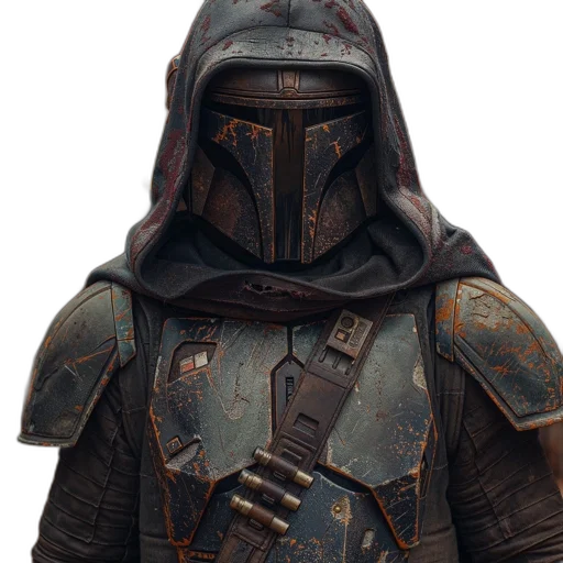 mask, jacket, staff, weapon transparent PNG cut-out