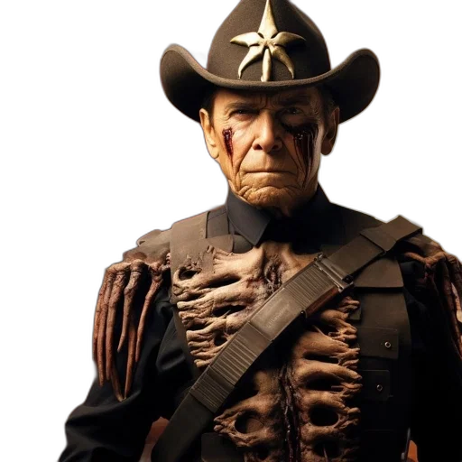 scarred, man, cowboy, hat transparent PNG cut-out