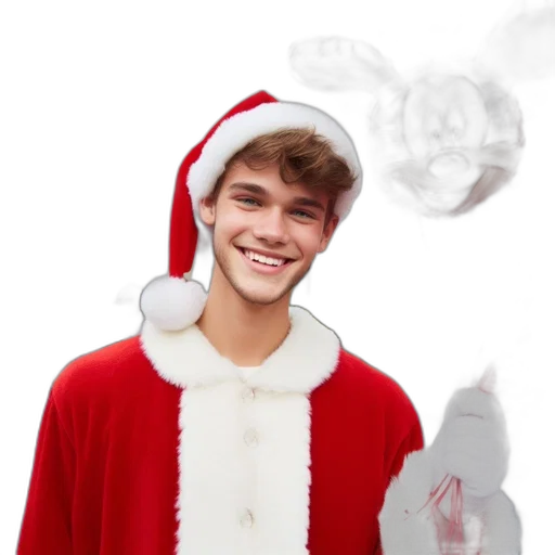 young, man, dressed, santa transparent PNG cut-out