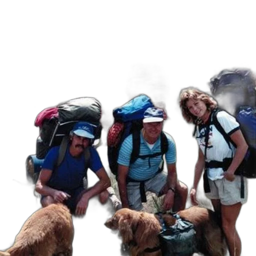 staff, group, people, backpacks transparent PNG cut-out