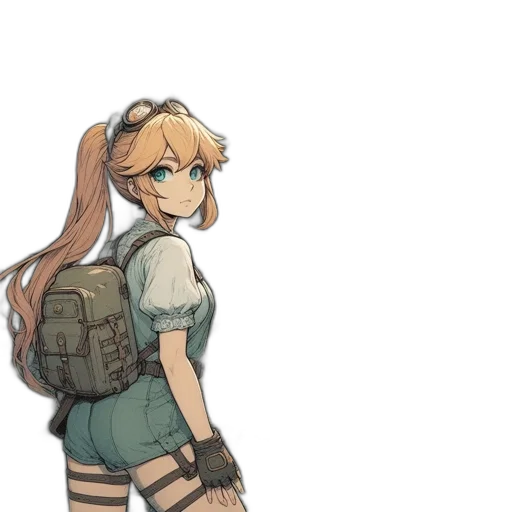 dress, weapon, staff, anime transparent PNG cut-out