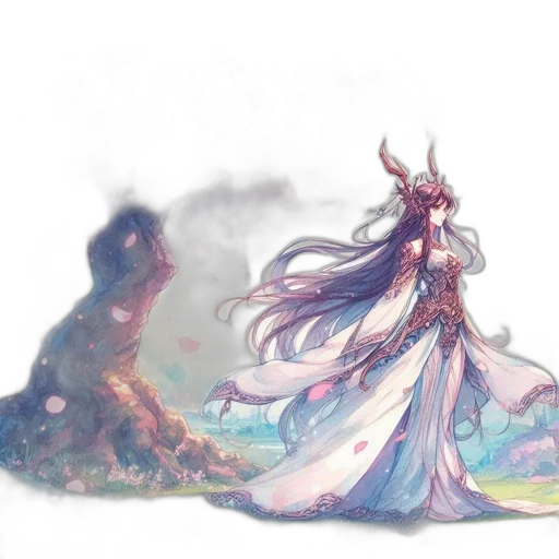 dress, dragon, crown, staff transparent PNG cut-out