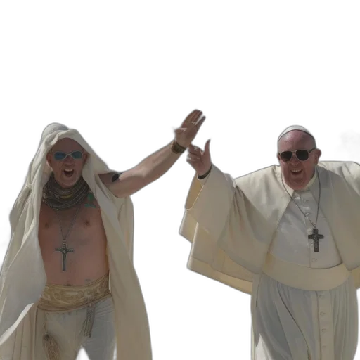 three, people, white, robes transparent PNG cut-out
