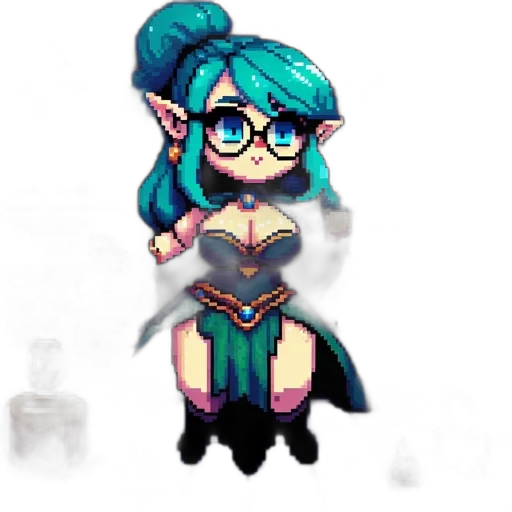 dress, staff, pixel art, fantasy art transparent PNG cut-out