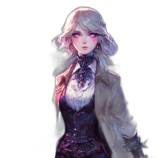 dress, jacket, face, staff transparent PNG cut-out