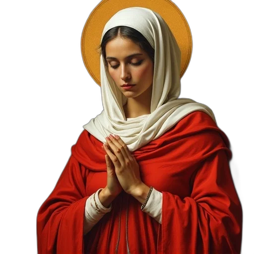 photorealistic, oil painting, red, religious transparent PNG cut-out