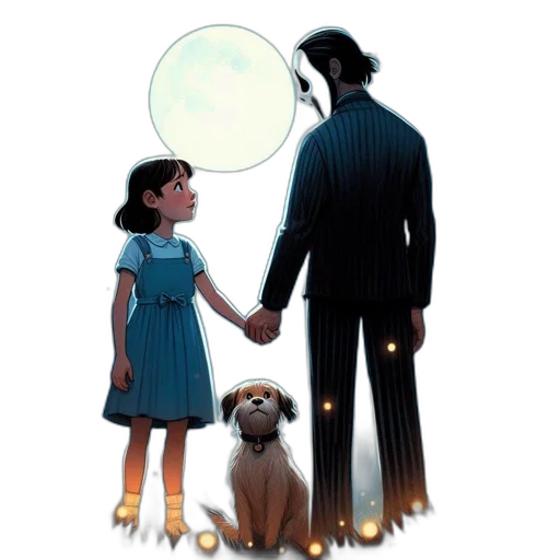 concept art, comic book art, serene, night transparent PNG cut-out